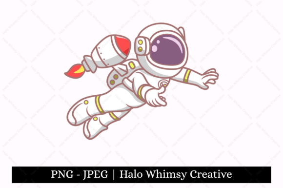 Astronaut Flying Rocket Cosmic Explorer: A Creative Asset