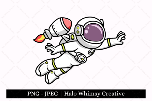 Astronaut Flying Rocket Galactic Art Set
