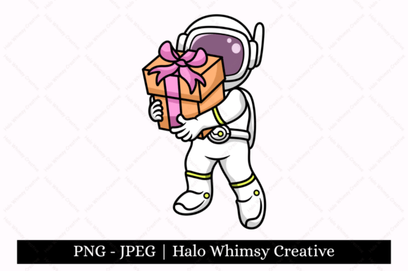 Astronaut with Surprise Gift: A Creative Digital Asset