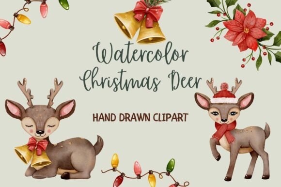 Bringing Festive Charm to Life with a Watercolor Christmas Deer Set