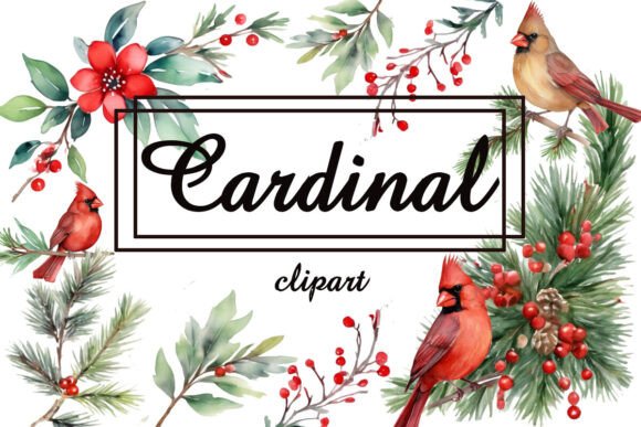 Cardinal Clipart & Watercolor Bird Designs