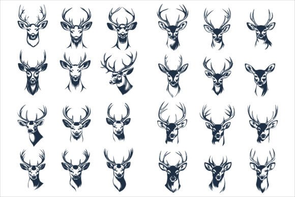 Evaluating the Deer Heads in Unique Poses Vector Set for Creative Projects