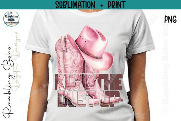Kick the Dust Up Pink Cowgirl Boots Hat Design