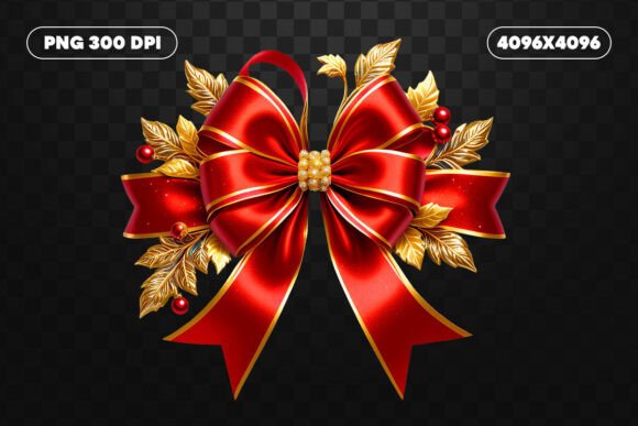 Luxurious Red and Gold Christmas Bow