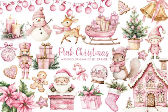 Pink Christmas Watercolor Clipart Guide