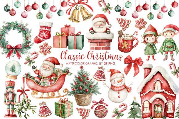 Reviving Holiday Nostalgia with Vintage Christmas Watercolor Clipart