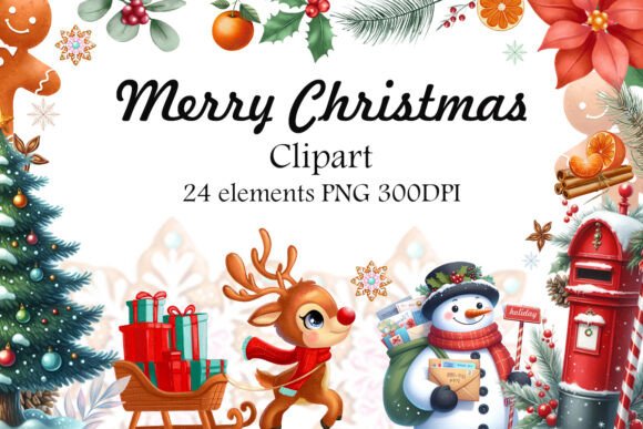 Watercolor Clipart Merry Christmas PNG: Elevating Holiday Designs with Hand-Painted Charm